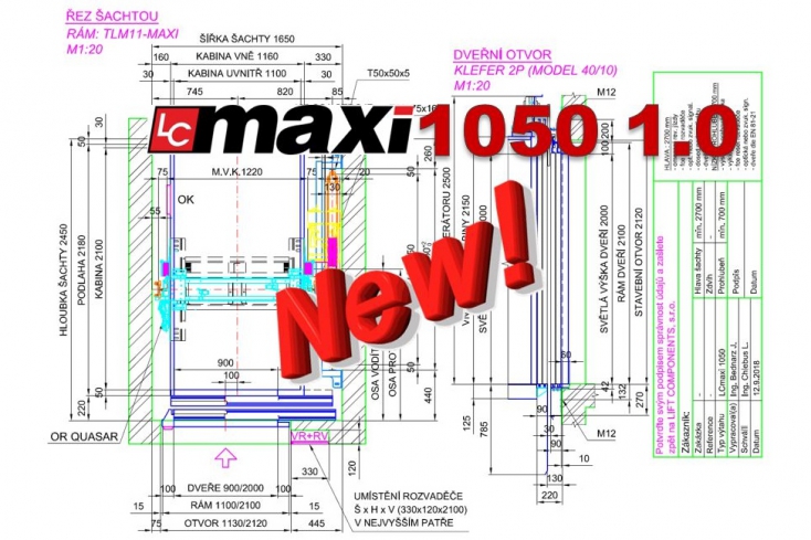 Nový typ výťahu bez strojovni LC Maxi 1050